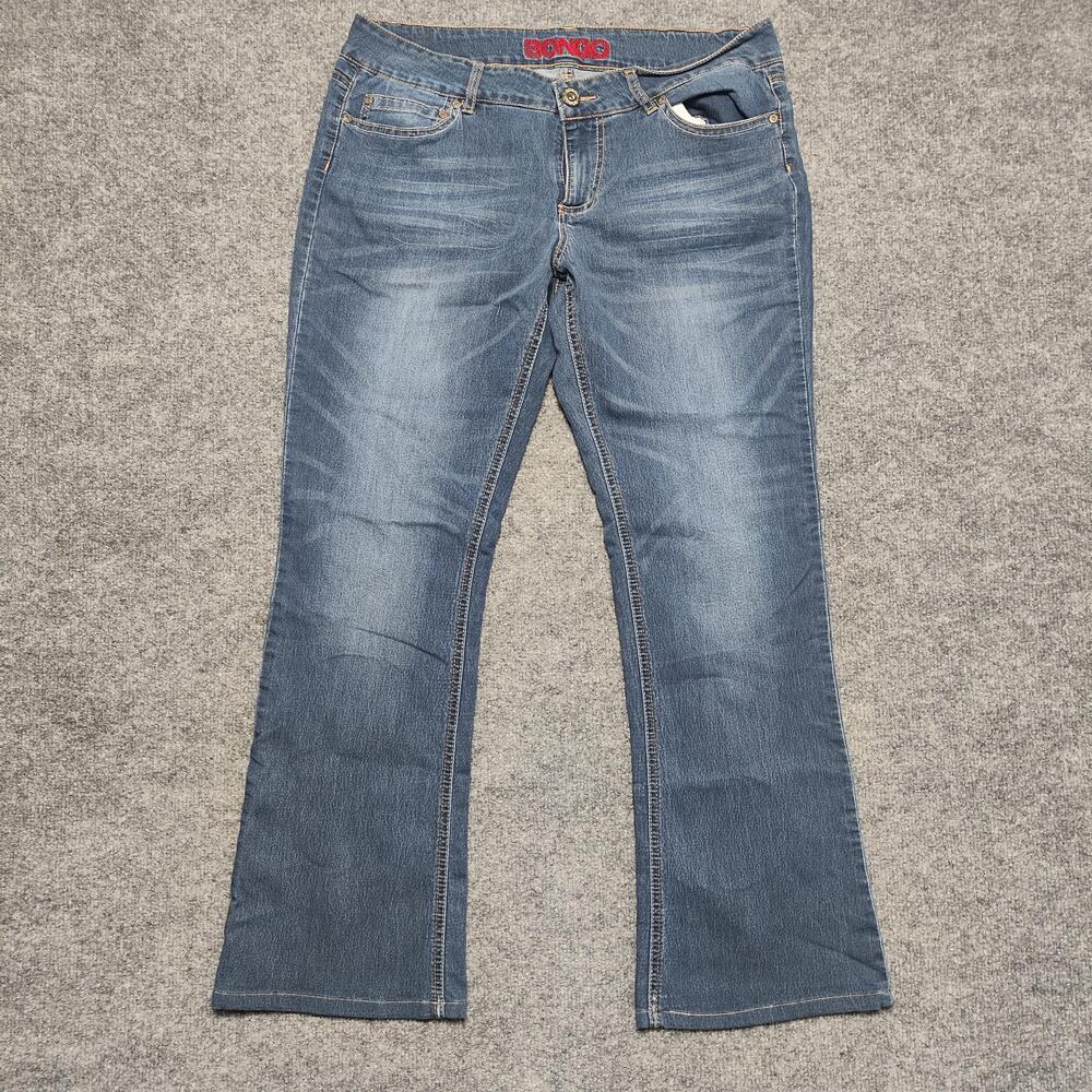 Bongo Jeans Juniors 13 Blue Medium Wash Mid Rise Bootcut Stretch Studded Denim